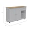 Tuhome Kitchen Island Cart Victoria, 4 Interior Shelves, 6 Carters, Drawer, 2 Door Cabinet, White/Light Oak MBD5461 - alternate 7